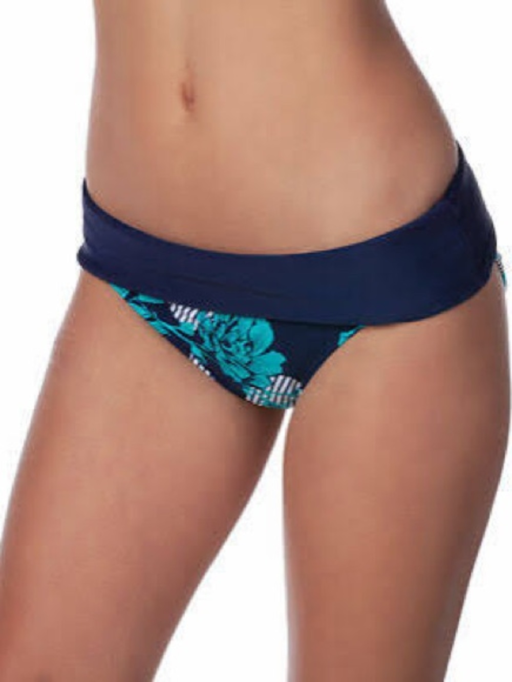 Panache Women’s Navy & Teal Floral Foldover Bikini Bottom